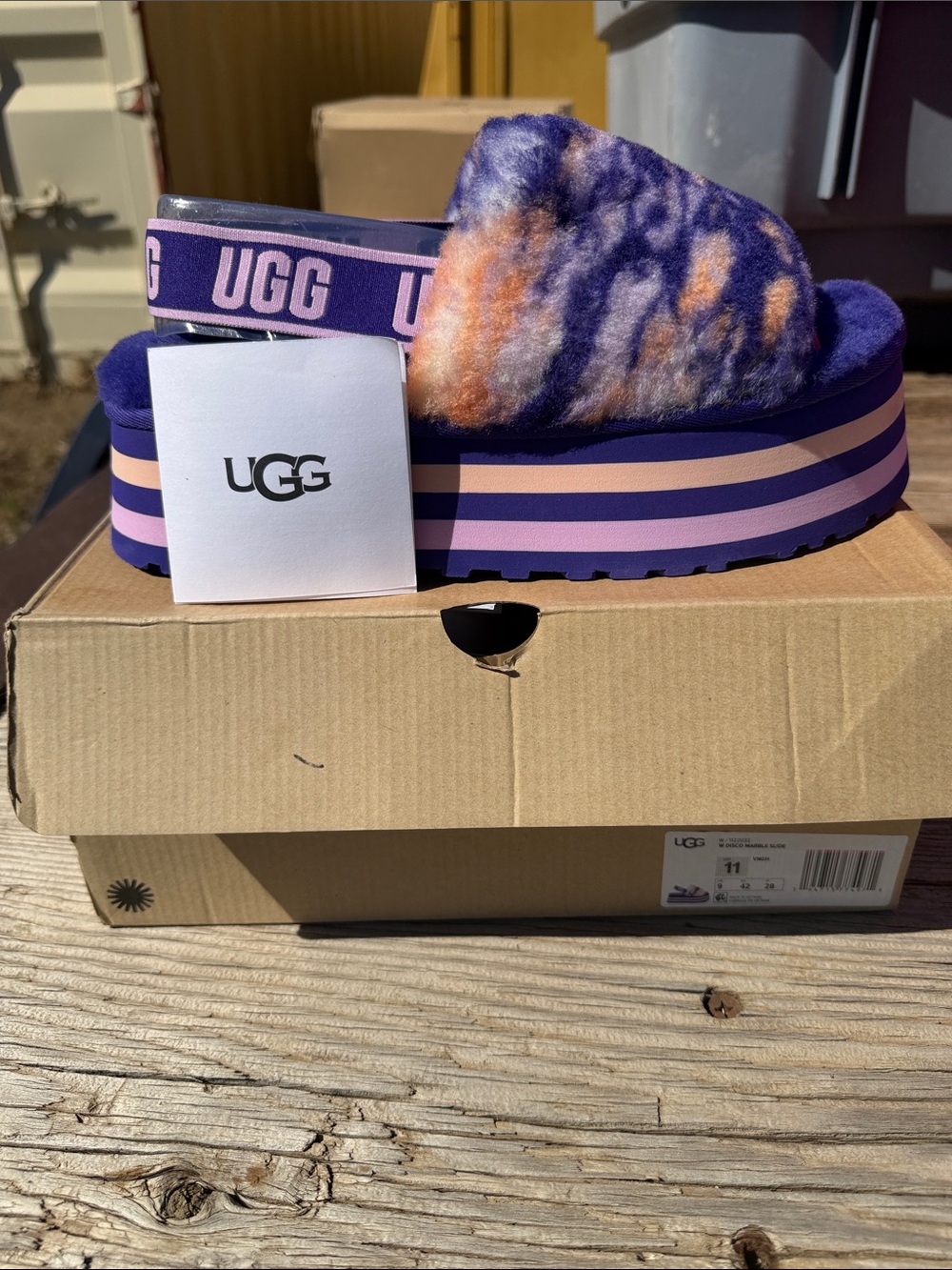 UGG Men’s Purple & Peach Fuzz Platform Slide
